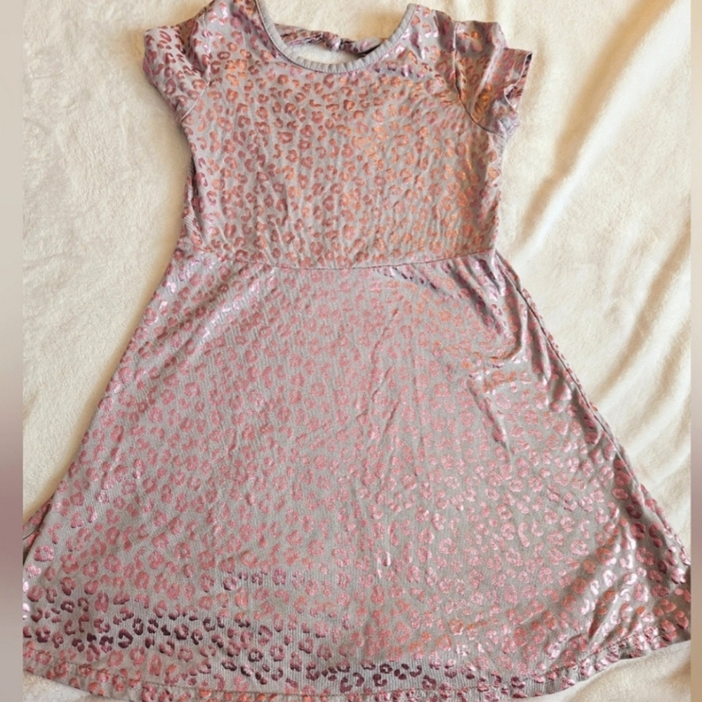 Limited Too | Metallic Leopard Print Dress | Girls | Size 6 | Gray & Pink |